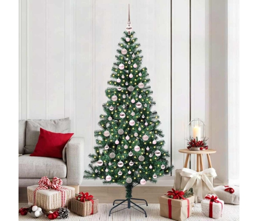 Mākslīgais Led Ziemassvētku Eglīte Zaļa 210 Cm Pvc Un Metāls Vidaxl