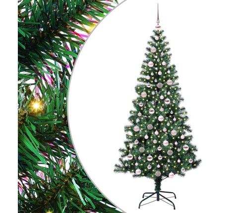 Mākslīgais Led Ziemassvētku Eglīte Zaļa 210 Cm Pvc Un Metāls Vidaxl