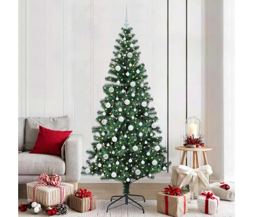 Mākslīgais Led Ziemassvētku Eglīte Zaļa 210 Cm Pvc Un Metāls Vidaxl