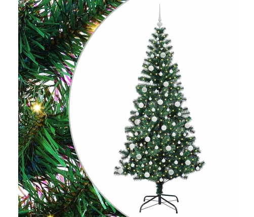 Mākslīgais Led Ziemassvētku Eglīte Zaļa 210 Cm Pvc Un Metāls Vidaxl