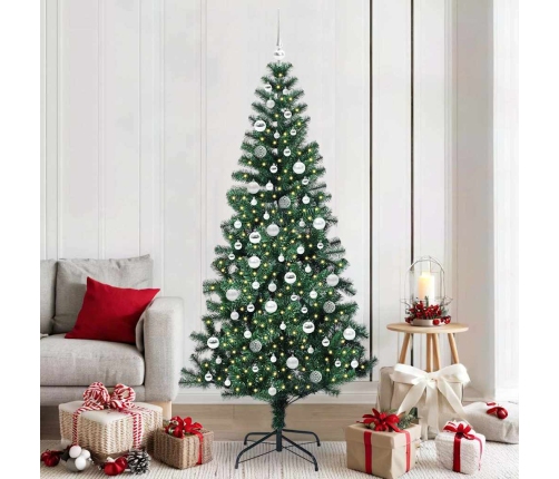 Mākslīgais Led Ziemassvētku Eglīte Zaļa 210 Cm Pvc Un Metāls Vidaxl