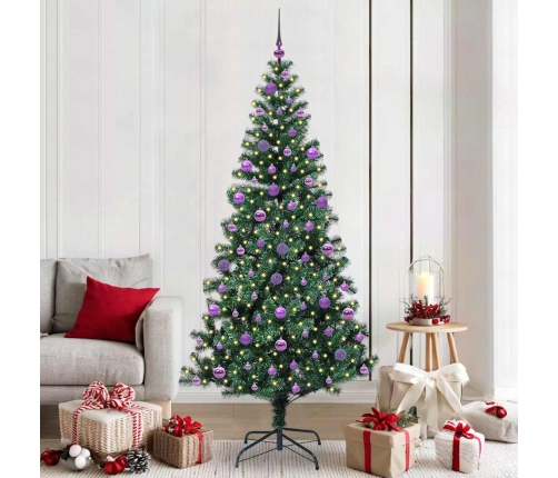 Mākslīgais Led Ziemassvētku Eglīte Zaļa 210 Cm Pvc Un Metāls Vidaxl