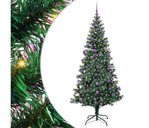 Mākslīgais Led Ziemassvētku Eglīte Zaļa 210 Cm Pvc Un Metāls Vidaxl