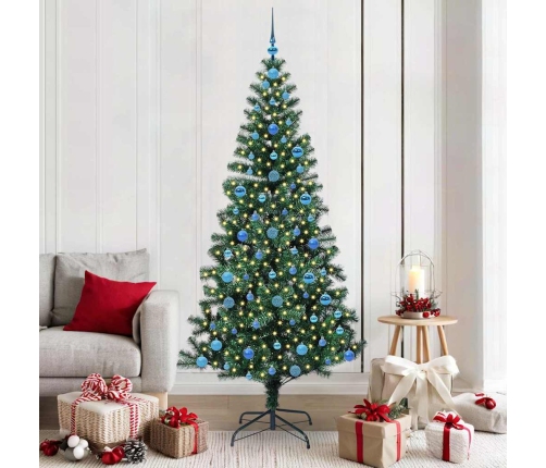 Mākslīgais Led Ziemassvētku Eglīte Zaļa 210 Cm Pvc Un Metāls Vidaxl