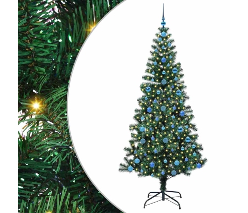 Mākslīgais Led Ziemassvētku Eglīte Zaļa 210 Cm Pvc Un Metāls Vidaxl