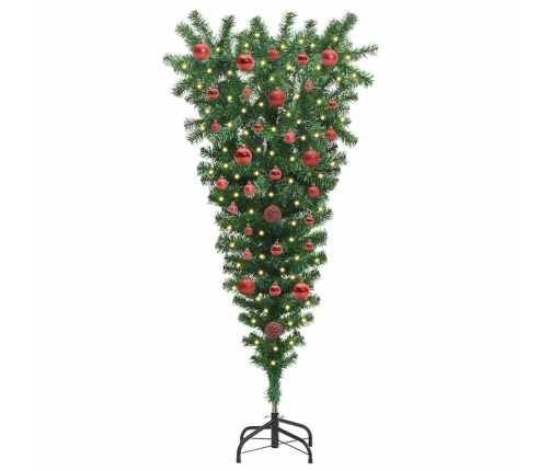 Apgriezts Mākslīgais Iepriekš Apgaismotais Ziemassvētku Koks Ar Bumbiņu Komplektu Vidaxl