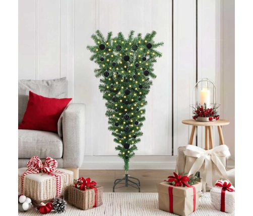 Apgriezts Mākslīgais Ziemassvētku Koks Ar Bumbiņu Komplektu Vidaxl