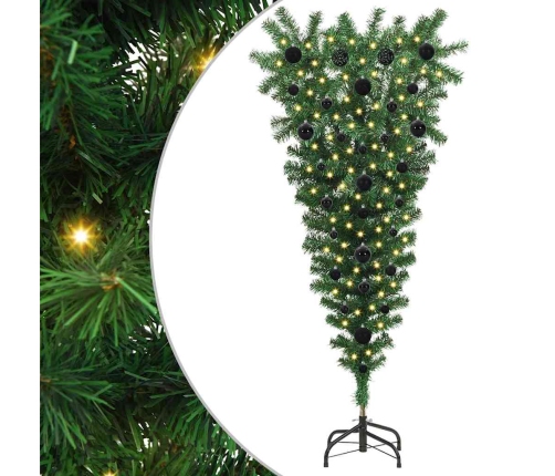 Apgriezts Mākslīgais Ziemassvētku Koks Ar Bumbiņu Komplektu Vidaxl