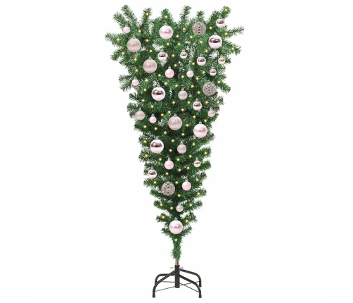 Apgriezts Mākslīgais Iepriekš Apgaismotais Ziemassvētku Koks Ar Bumbiņu Komplektu Vidaxl