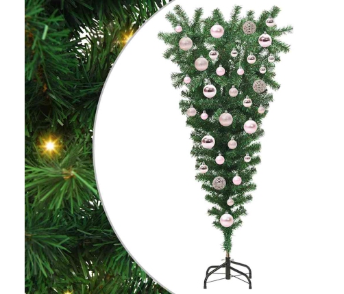 Apgriezts Mākslīgais Iepriekš Apgaismotais Ziemassvētku Koks Ar Bumbiņu Komplektu Vidaxl