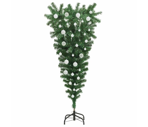 Apgriezts Mākslīgais Iepriekš Apgaismotais Ziemassvētku Koks Ar Bumbu Komplektu Vidaxl