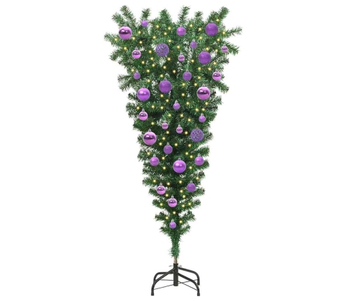 Apgriezts Mākslīgs Iepriekš Aizdedzināts Ziemassvētku Koks Ar Bumbu Komplektu Vidaxl