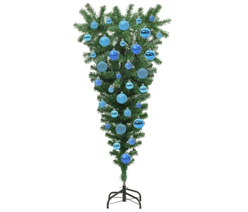 Otrādi Uz Leju Mākslīgais Iepriekš Apgaismotais Ziemassvētku Eglīte Ar Bumbiņu Komplektu Vidaxl