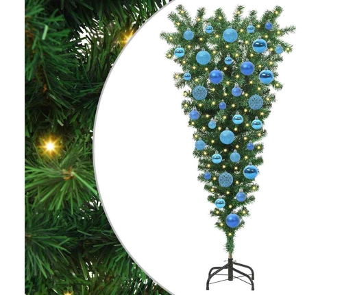 Otrādi Uz Leju Mākslīgais Iepriekš Apgaismotais Ziemassvētku Eglīte Ar Bumbiņu Komplektu Vidaxl