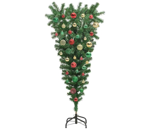 Otrādi Stāvoša Mākslīgā Iepriekš Izgaismota Ziemassvētku Egle Ar Bumbiņu Komplektu Vidaxl