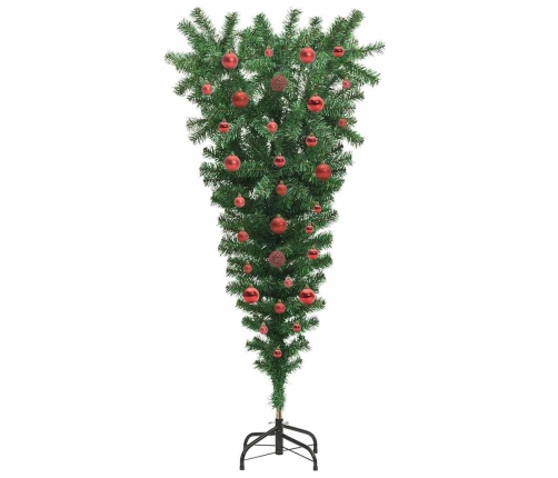 Apgriezts Mākslīgais Iepriekš Izgaismots Ziemassvētku Koks Ar Bumbiņu Komplektu Vidaxl