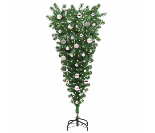 Lejupejošs Mākslīgais Iepriekš Apgaismots Ziemassvētku Koks Ar Bumbiņu Komplektu Vidaxl