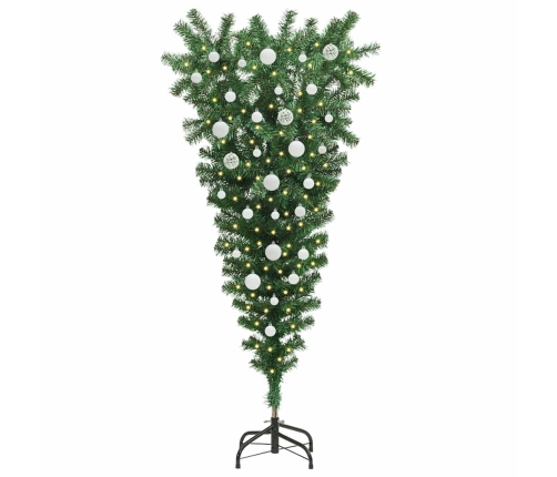 Apgriezts Mākslīgais Iepriekš Apgaismotais Ziemassvētku Koks Ar Bumbiņu Komplektu Vidaxl