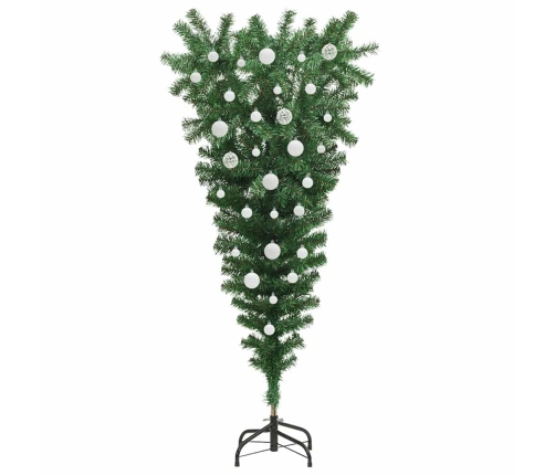 Apgriezts Mākslīgais Iepriekš Apgaismotais Ziemassvētku Koks Ar Bumbiņu Komplektu Vidaxl