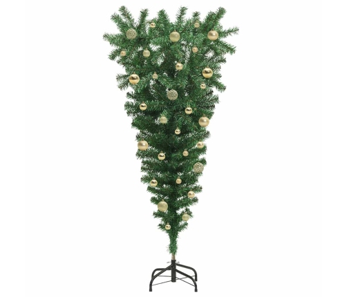 Otrādi Apgriezts Mākslīgais Iepriekš Izgaismotais Ziemassvētku Koks Ar Bumbiņu Komplektu Vidaxl