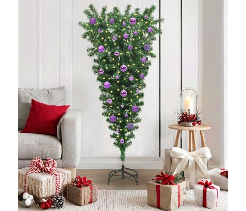 Apgrieztais Mākslīgais Ziemassvētku Koks Ar Bumbiņu Komplektu Vidaxl