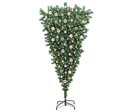 Apgrieztais Mākslīgais Iepriekš Apgaismotais Ziemassvētku Koks Ar Bumbu Komplektā Vidaxl