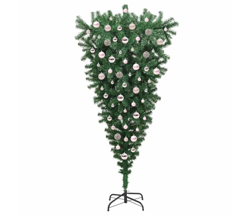 Apgrieztais Mākslīgais Iepriekš Apgaismotais Ziemassvētku Koks Ar Bumbu Komplektā Vidaxl