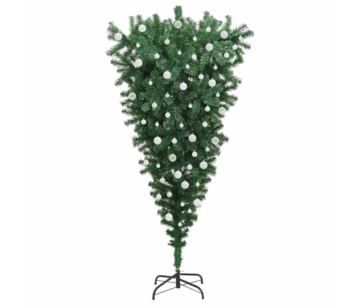 Apgriezts Mākslīgais Iepriekš Izgaismots Ziemassvētku Koks Ar Bumbiņu Komplektu Vidaxl