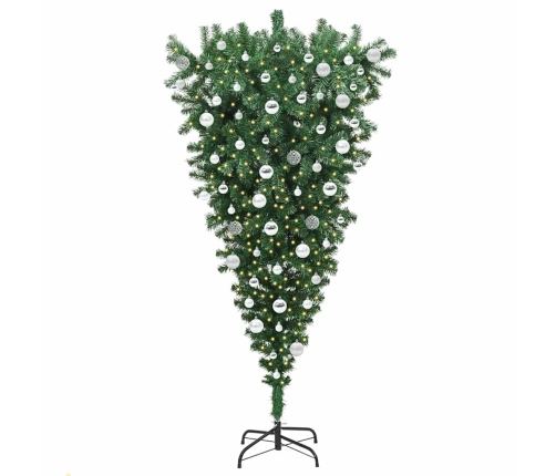 Apgriezts Mākslīgais Iepriekšā Gaismiņā Ziemassvētku Koks Ar Bumbiņu Komplektu Vidaxl