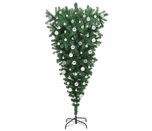 Apgriezts Mākslīgais Iepriekšā Gaismiņā Ziemassvētku Koks Ar Bumbiņu Komplektu Vidaxl