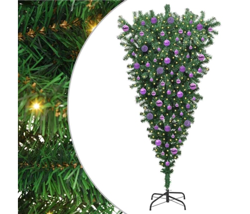 Otrādi Uz Leju Mākslīgais Iepriekš Apgaismotais Ziemassvētku Koks Ar Bumbiņu Komplektu Vidaxl