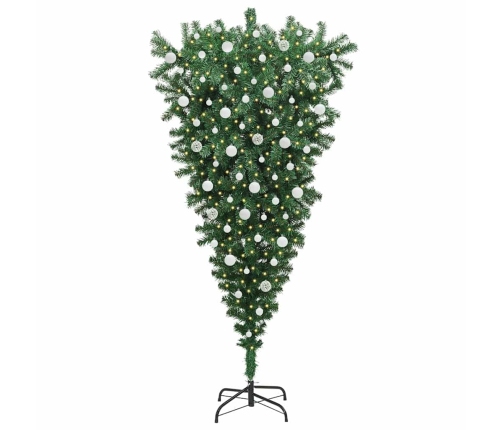 Apgriezts Mākslīgais Iepriekš Apgaismotais Ziemassvētku Koks Ar Bumbiņu Komplektu Vidaxl