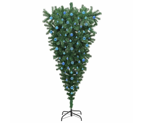 Apgrieztu Mākslīgo Iepriekš Apgaismotu Ziemassvētku Eglīti Ar Bumbu Komplektu Vidaxl