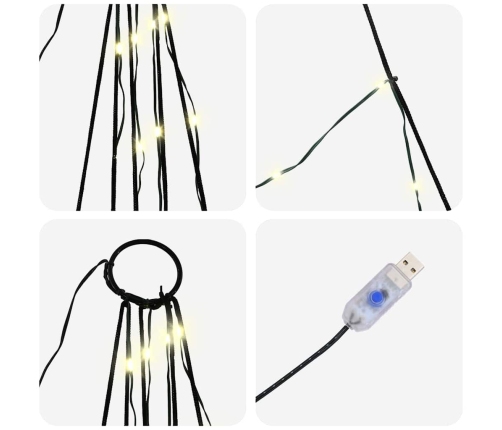 Led Ziemassvētku Koks Su 168 Led Silti Balts 511 Cm Metāla Vidaxl