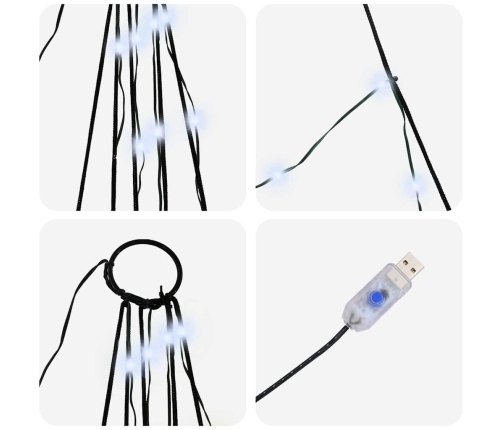 Led Ziemassvētku Koks Su 276 Led Vēsi Balts 511 Cm Metāla Vidaxl