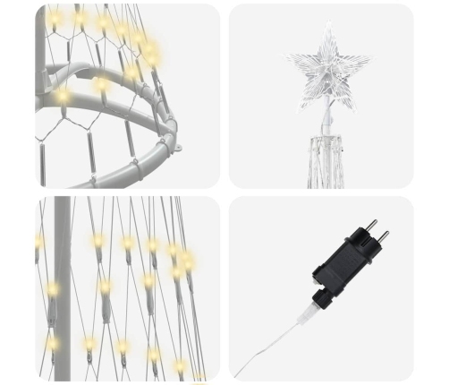 Led Ziemassvētku Koks Silti Balts 138.5 X 138.5 X 399 Cm Metāla Vidaxl