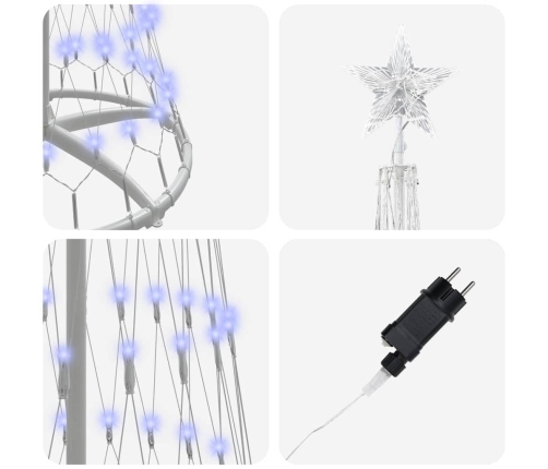 Led Ziemassvētku Koks Zila 138.5 X 138.5 X 399 Cm Metāla Vidaxl