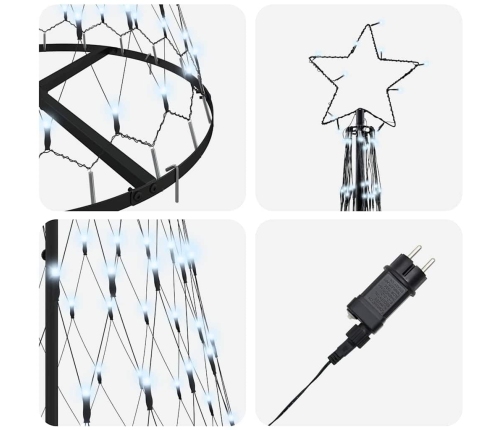 Led Ziemassvētku Koks Vēsi Balts 138.5 X 138.5 X 399 Cm Metāla Vidaxl