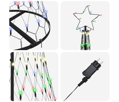 Led Ziemassvētku Koks Daudzkrāsains 138.5 X 138.5 X 399 Cm Vidaxl