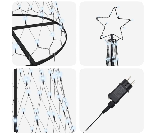 Led Ziemassvētku Koks Vēsi Balts 138.5 X 138.5 X 399 Cm Metāla Vidaxl