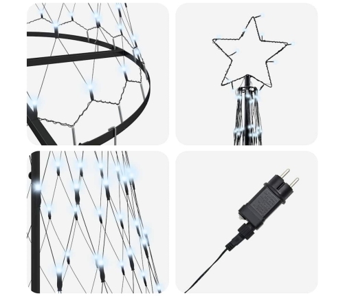 Led Ziemassvētku Koks Vēsi Balts 138.5 X 138.5 X 399 Cm Metāla Vidaxl