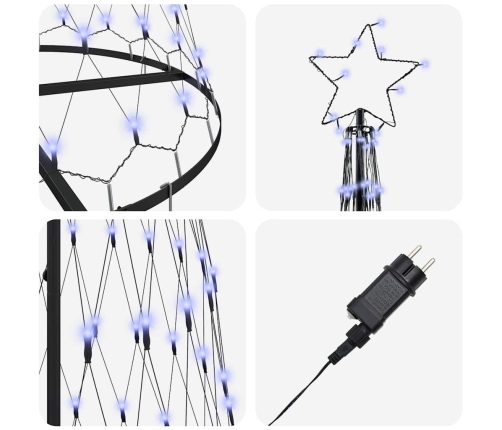 Led Ziemassvētku Koks Zila 138.5 X 138.5 X 399 Cm Metāla Vidaxl