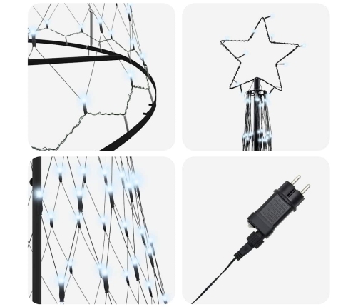 Led Ziemassvētku Koks Vēsi Balts 138.5 X 138.5 X 399 Cm Metāla Vidaxl