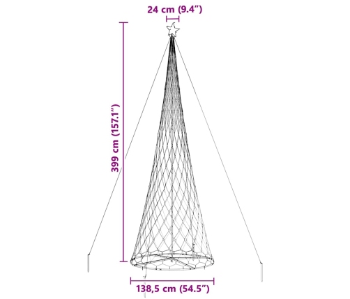 Led Ziemassvētku Koks Vēsi Balts 138.5 X 138.5 X 399 Cm Metāla Vidaxl