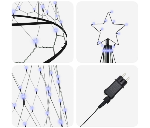 Led Ziemassvētku Koks Zila 138.5 X 138.5 X 399 Cm Metāla Vidaxl