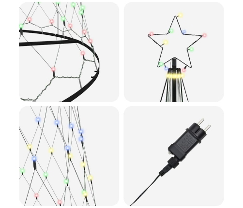 Led Ziemassvētku Koks Daudzkrāsains 138.5 X 138.5 X 399 Cm Vidaxl