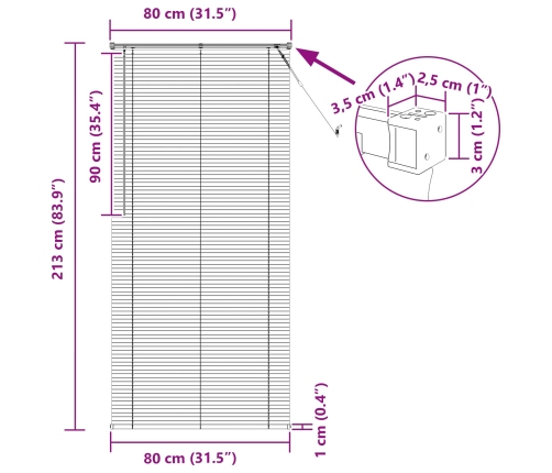 Venēcijas Žalūzija Regulējams Melna 213 X 80 Cm Pvc Vidaxl