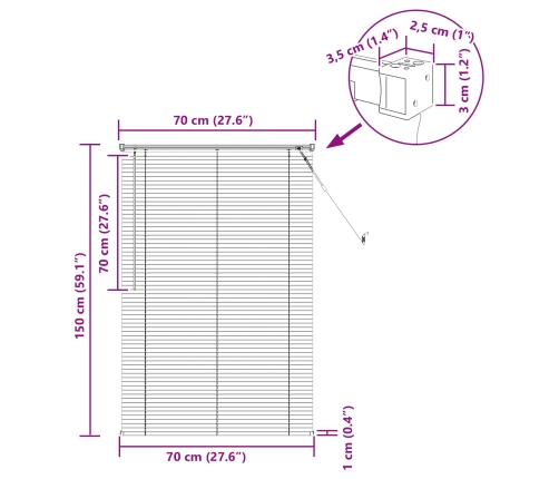 Venēcijas Žalūzija Gaiši Brūna Ar Rakstu 150 X 70 Cm Pvc Vidaxl
