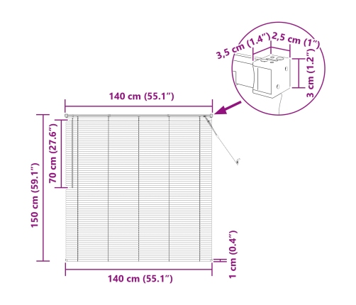 Venēcijas Žalūzija Tumši Brūna Ar Rakstu 150 X 140 Cm Pvc Vidaxl