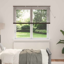 Venēcijas Žalūzija Tumši Brūns Ar Koka Rakstu 160 X 150 Cm Pvc Vidaxl